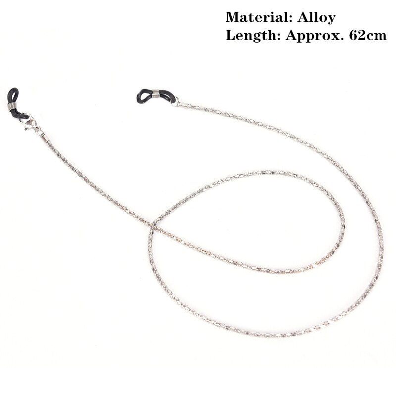 Goud zilver metalen brillenketting band brillenkettingen glazen kralen brillenkoorden koordhouder brillenkoorden: Nr. .3 -  grijs