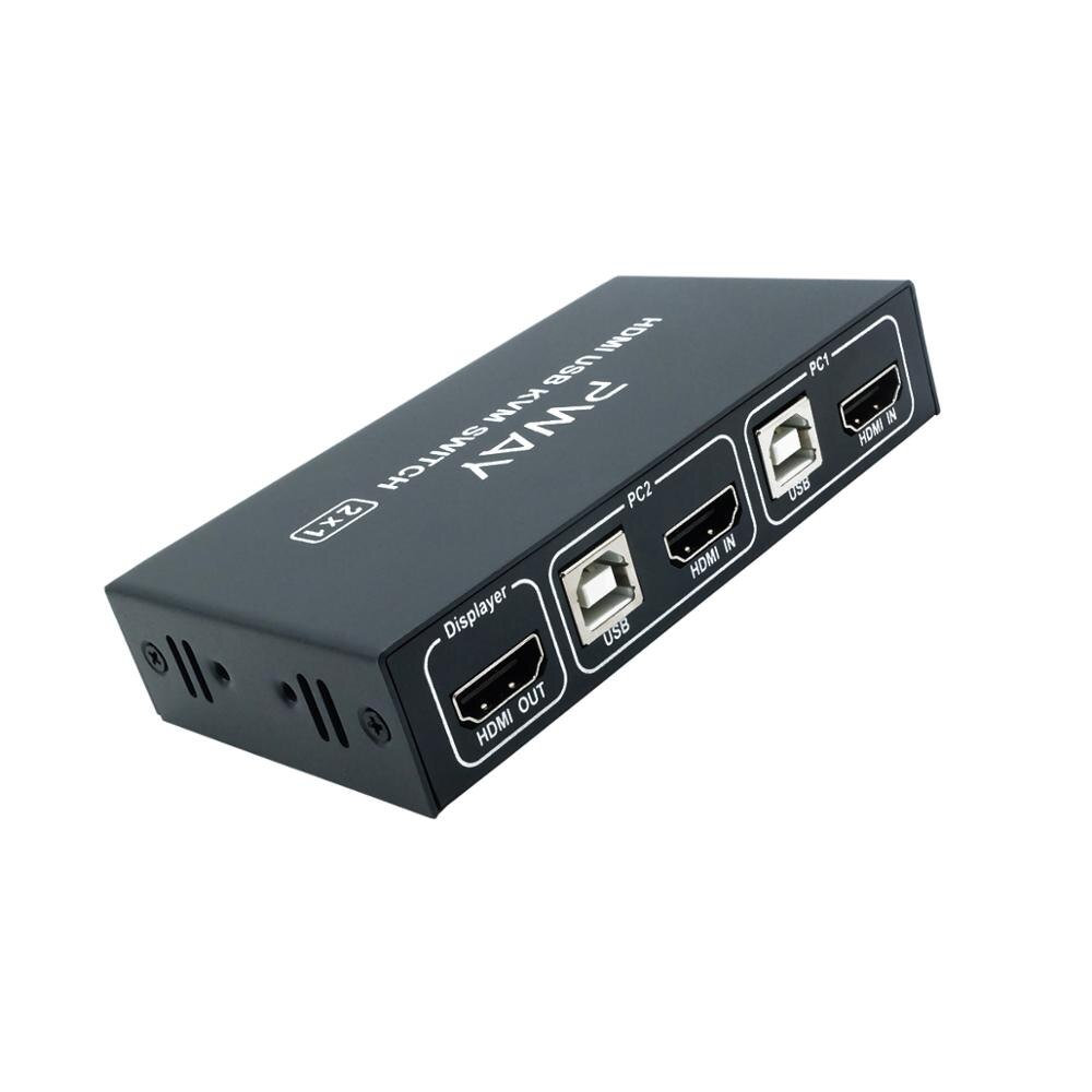 PWAY-interruptor USB KVM 4k HD 2,0 para Xiaomi Mi Box, teclado, ratón, impresora, Monitor, 2 uds., para compartir 3 dispositivos