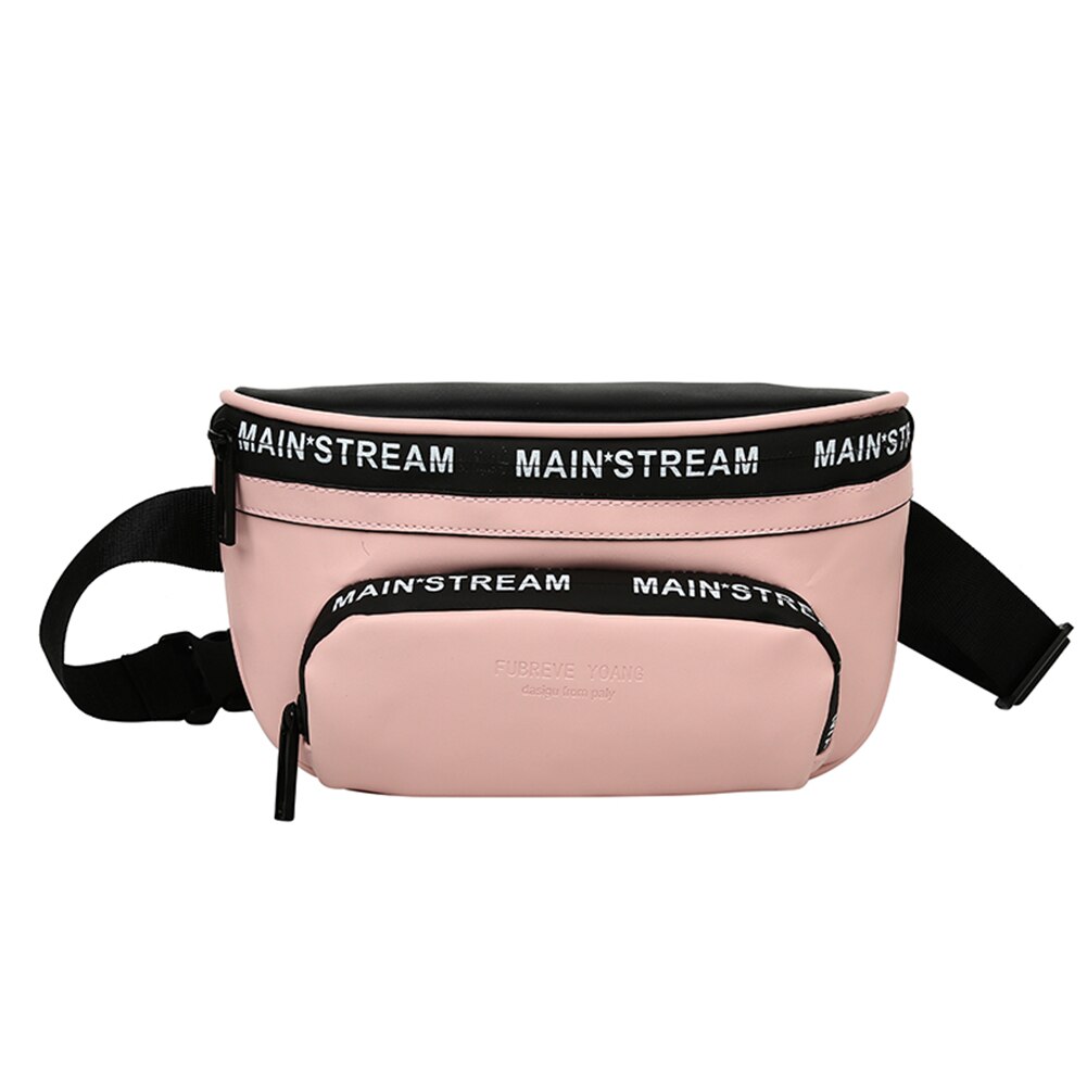 fanny Taille Tasche Frauen Buchstaben PU Leder Reise lässig Brust Telefon Tasche Reißverschluss Weibliche Mädchen Täglichen retro Crossbody Pack: Rosa