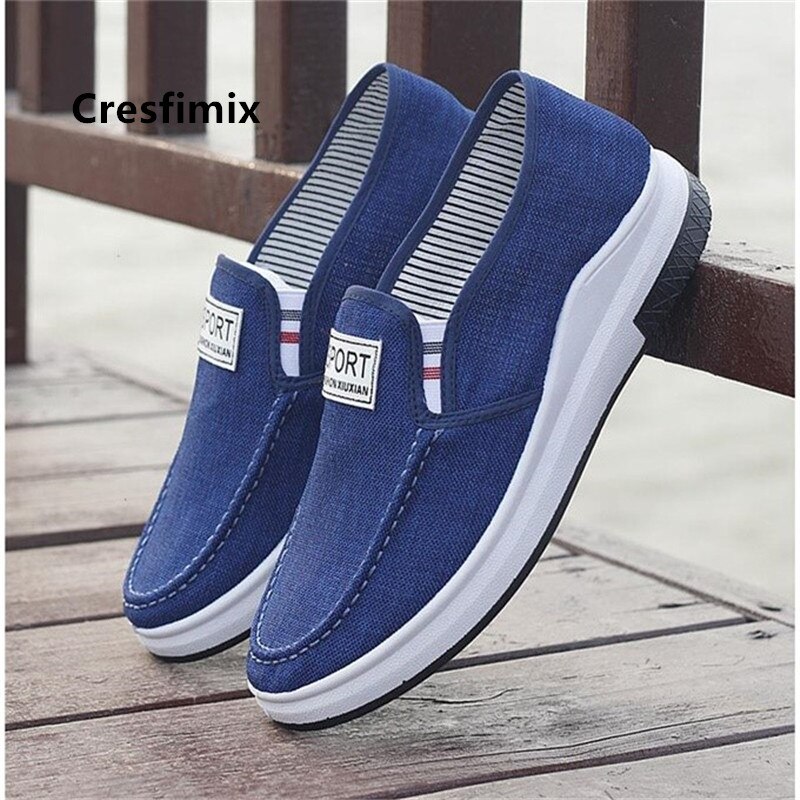 Cresfimix Chaussures Hommes masculine grande taille confort sans lacet toile Chaussures Hommes décontracté gris printemps & eté mocassins B5717