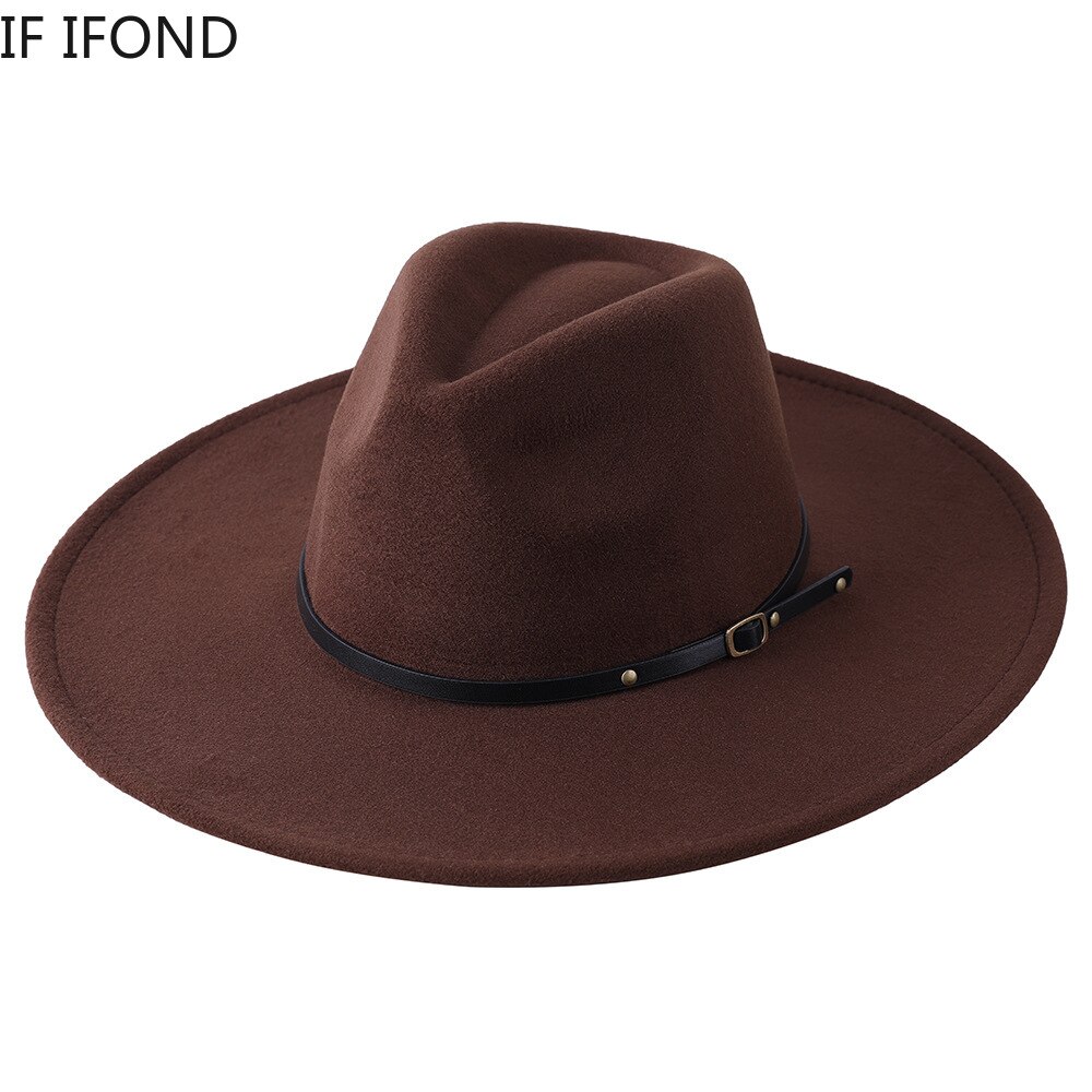 Chapeau Fedora en laine à large bord pour homme et femme, couleur unie, , Jazz, feutré, Panama, jaune