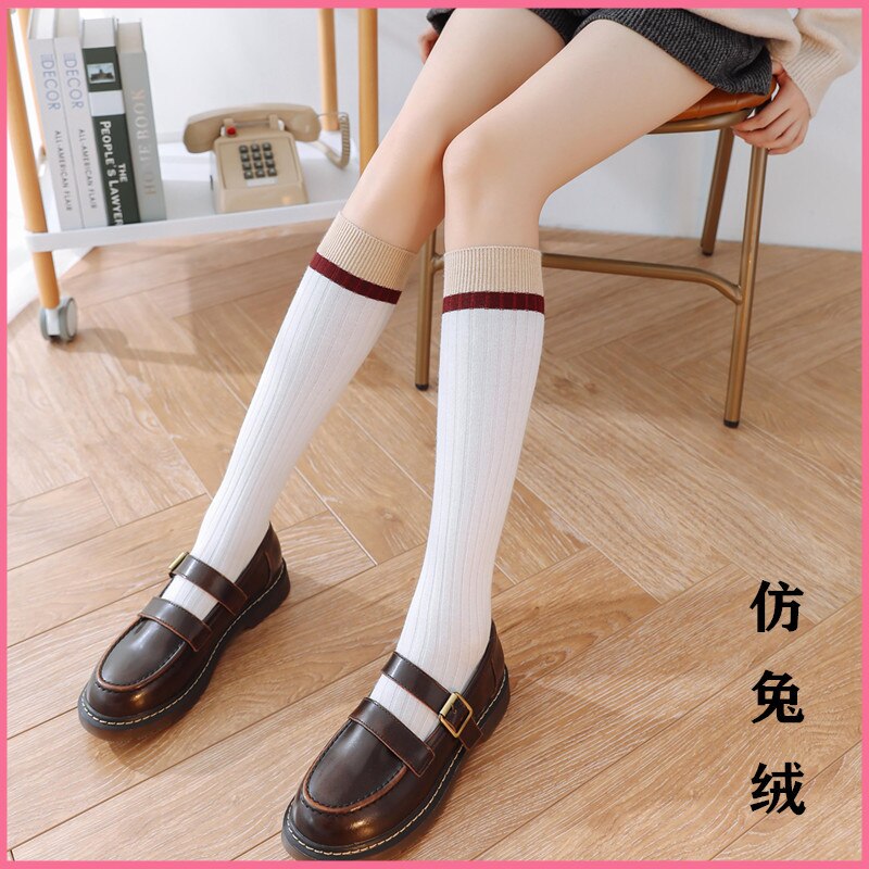 Calcetines altos hasta la rodilla para mujer, calcetines cálidos para otoño e invierno, calcetines tejidos, botas, calcetines, calentadores de piernas, calcetines de ganchillo
