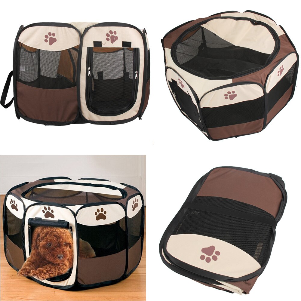 Garra impressão portátil dobrável pet cerca interior ao ar livre jogo seguro guarda playpen pequeno médio gaiola animal para gato cão