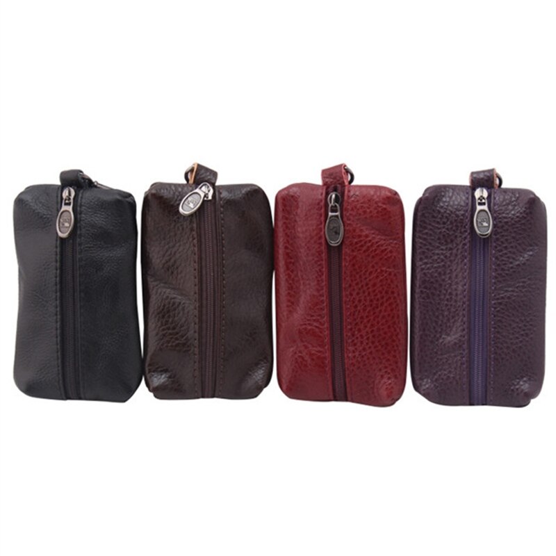 Key Case Bag Portemonnee Sleutelhanger Houder Organizer Koe Split Pu Mannen Vrouwen Mode Kussen Auto Huishoudster Effen Unisex