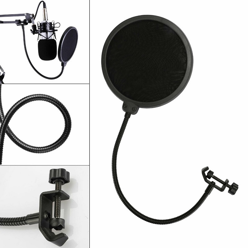 FANGTUOSI Condenser Microphone Double-Layer Filter Omni-Directional Adjustment Blowout Preventer Bracket Suitable For All mic