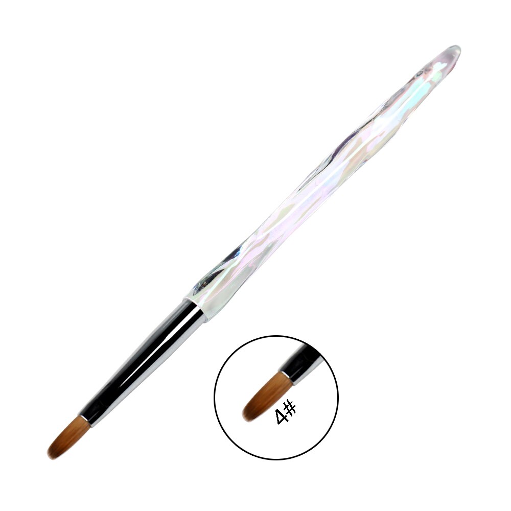 ANGNYA 12 #14 # Acryl Nagel Pinsel Gewellt Kolinsky Zobel Nagel Kunst UV Gel Baumeister Manikübetreffend Pinsel Flache Runde diamant Gradienten Griff: Größe 4
