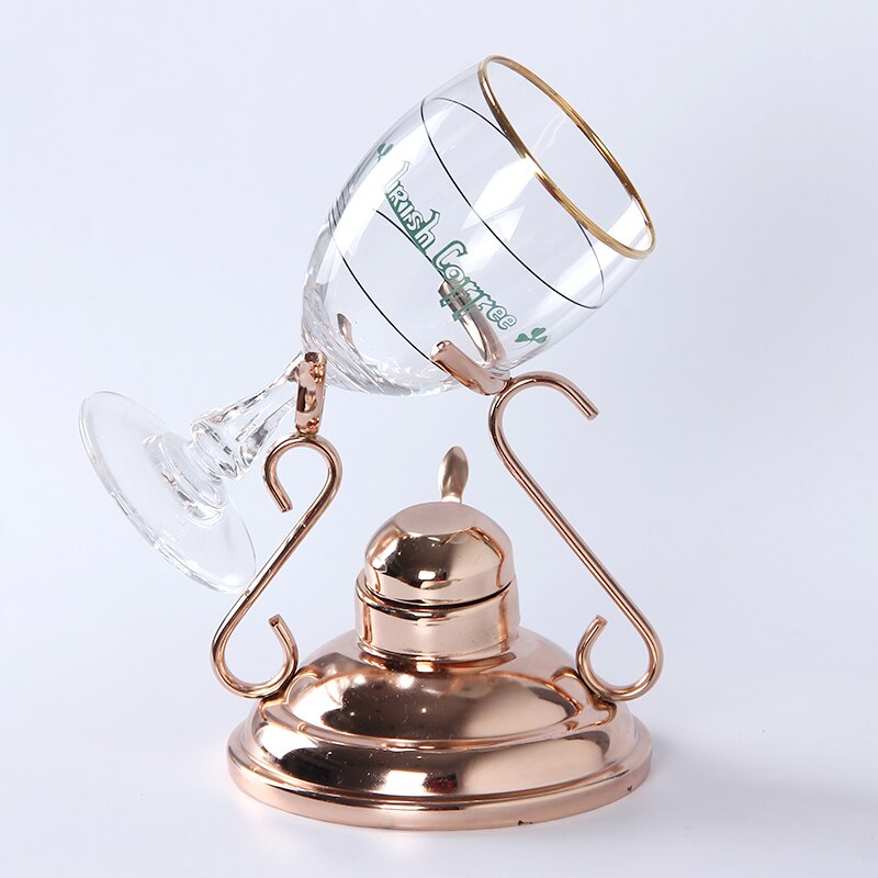 Premium Irish Coffee Cup Metal Coffee Cup Holder High Temperature Resistant Tempered Goblet Grill With Alcohol Lamp: rose