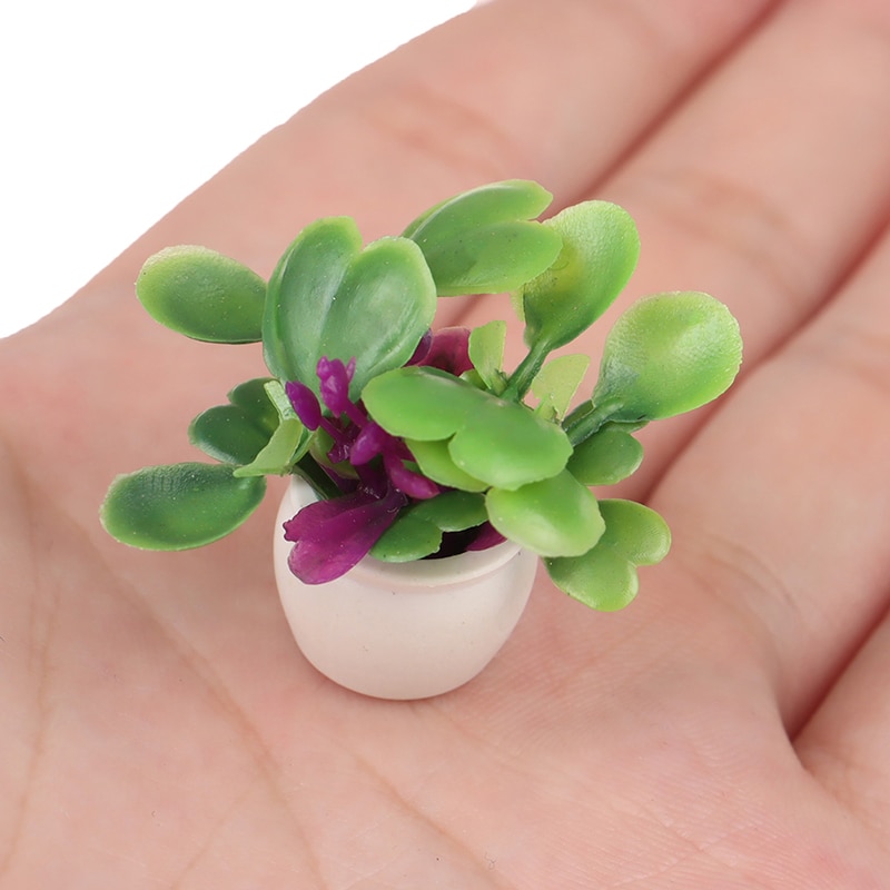 1:12 Dollhouse Miniature Green Plant In Pot Furniture Home Decor Accessories Pretend Paly Toys