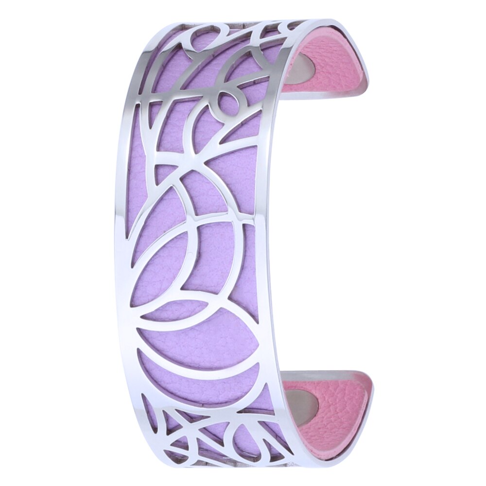 Koaem Rvs Armband Femme Acier Inoxydable De Luxe Manchet Bangle Abstract Patroon Verwisselbare Lederen Sieraden: 011