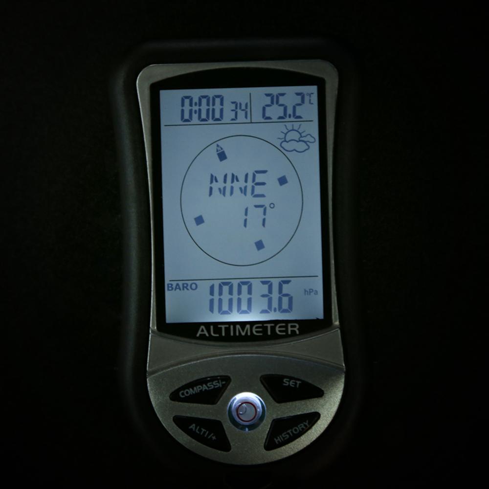 8 in 1 Electronic Handheld Compass Altimeter Barometer Thermometer Weather Forecast Time Calendar Clock with Backlight Compasses