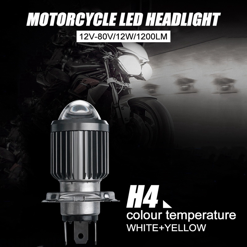 H4 Led Spotlight Kleine Gloeilamp Led Motorfiets Gemodificeerde Koplamp Geïntegreerde Twee-Kleur Koplamp Accessoires