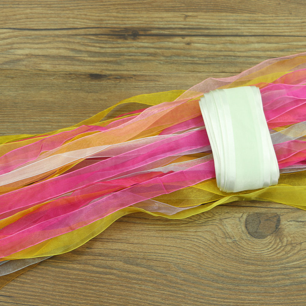 Mix Willekeurige levering 50 yards 2 cm-4 cm mooie zijden Organza Bruiloft Decoratie lint ambachten verpakking riem