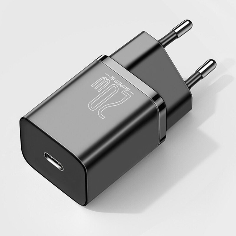 Baseus super  si 20w usb-c-ladegerät für iphone 12 pro max pd schnelllade-usb-c-reiseladegerät für iphone 12 mini: 20w ladegeräte schwarz