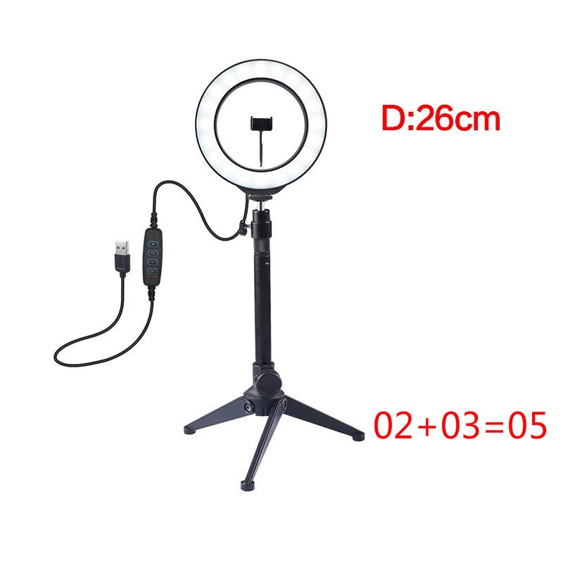 Selfie ledet ringe lampe sirkel ledet lys til sminke online kjendis studio foto video dimbar lampestativ selfie stativ: 05