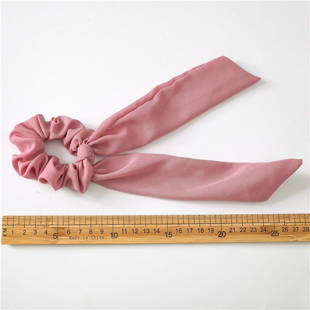 Solid Chiffon Ponytail Scrunchie Hair Ties Elastic Hair Rope for Women Hair Bow Ties Hair Bands Black Red Pink Ribbon Hairbands