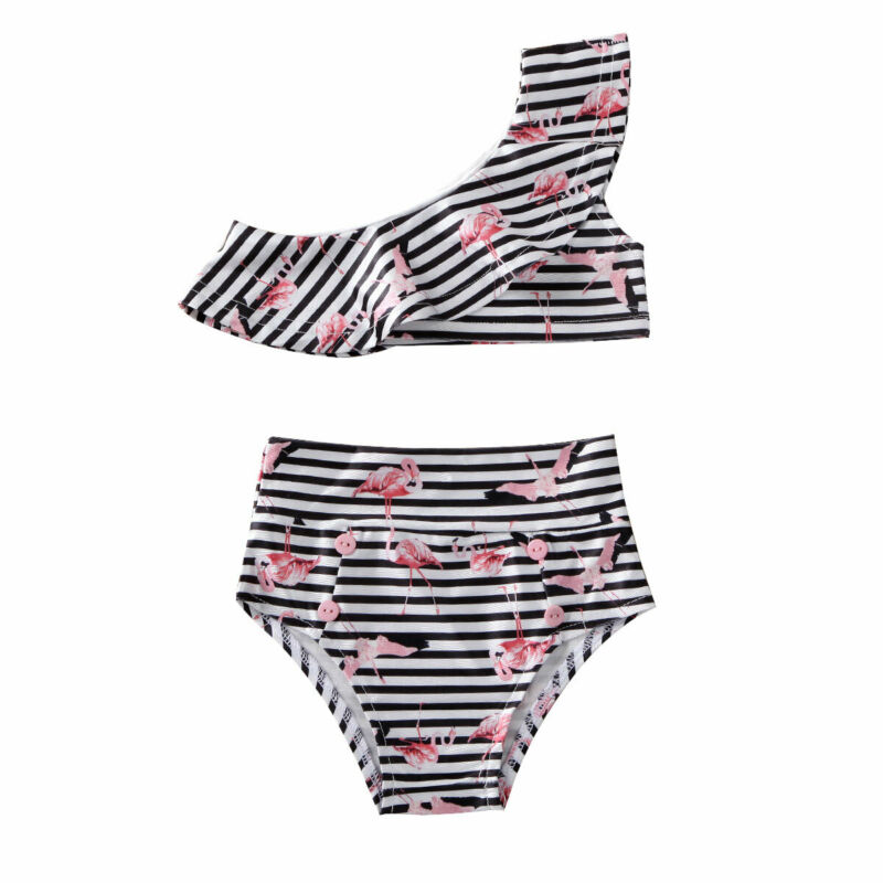 baby badetøy 0-4y smålåve baby jenter låve bikini sett én skulder stripe topper + shorts badedrakt badetøy svømmeantrekk