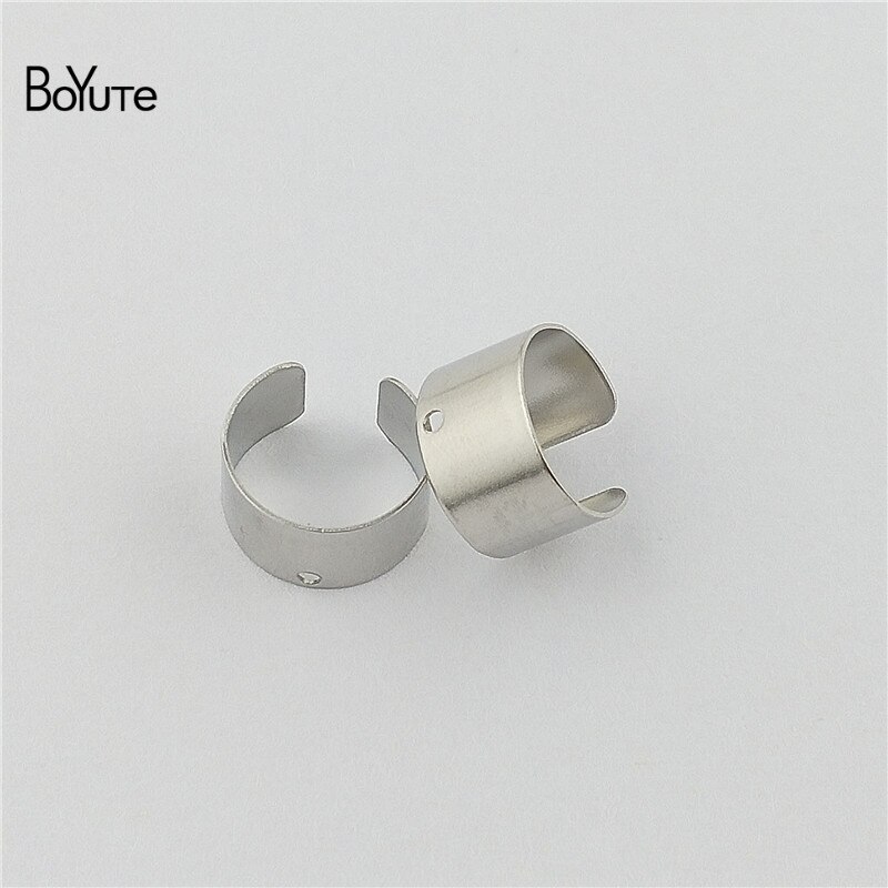 BoYuTe-pendientes de Metal Simple de latón y acero inoxidable, joyería ajustable, 10 unids/lote