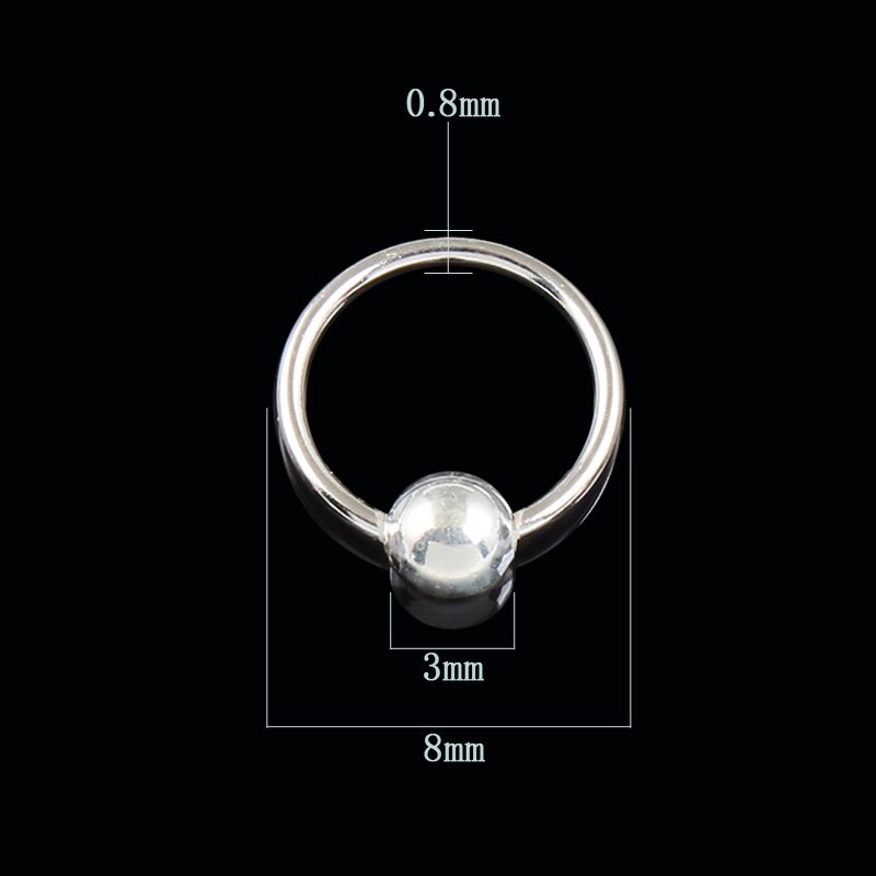Echt 925 Sterling Zilveren Piercing Ronde Tepel Ring 20G Buitendiameter 8 10 12 Mm Wenkbrauw Piercing Sieraden mode-sieraden: Outer diameter 8mm