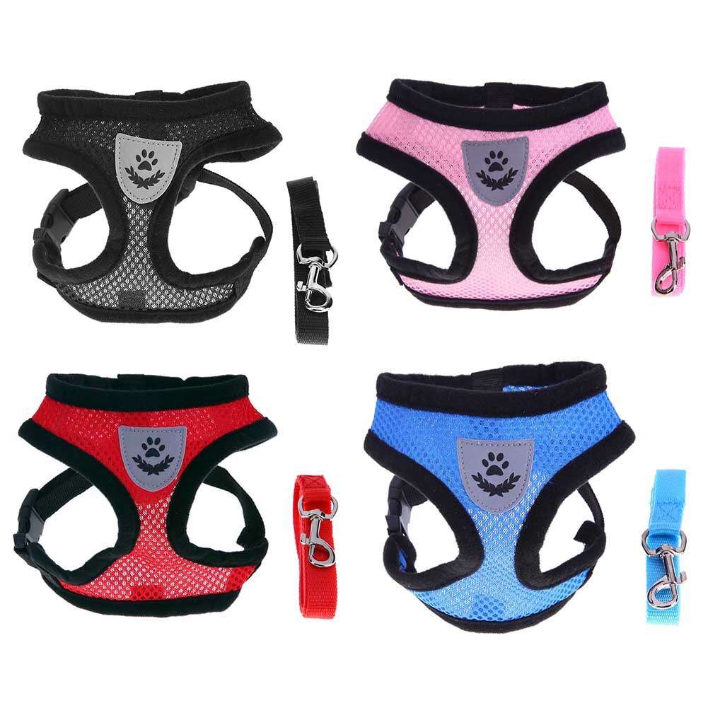 Pet Vest Pet Traction Rope Mesh Cloth Black Pink Red Blue Pet Breathable Vest Harness Leash Puppy Walking Traction Rope Strap