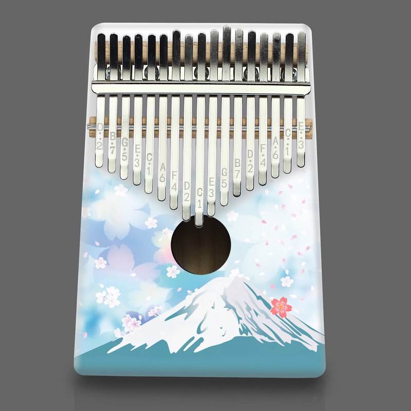 Piano Kalimba de 17 tonos para principiantes, instrumento Musical pintado en blanco, con sonido bonito y , Piano de caja de resonancia: F18