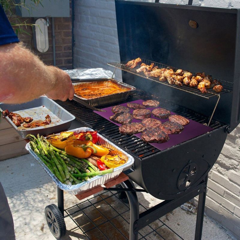 40 x 50cm 5 non-stick återanvändbar bbq grillmatta teflon matlagningsmatta för inomhus utomhus 896a