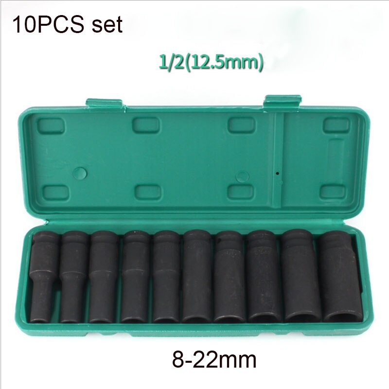 10PCS Deep Impact Socket 8 -22mm Metric Drive Strong and Heavy Duty Socket Set for Wrench Adapter Hand Tool and Repair Project