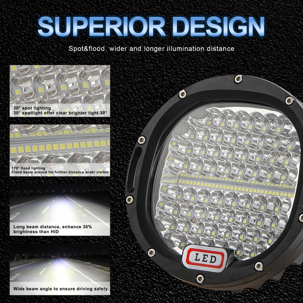 Barra de luz LED de trabajo todoterreno, foco redondo de 7 pulgadas, 300W, 105W, 4x4, 4WD, ATV, UTV, SUV, Lámpara de trabajo para coche, 4WD, 4x4, camión, todoterreno