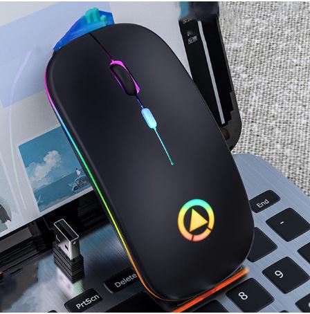 Wireless Mouse RGB Mouse Wireless Rechargeable Computer Mause Silent Ergonomic LED Mice USB Optical Backlit Mouse for Laptop PC: black