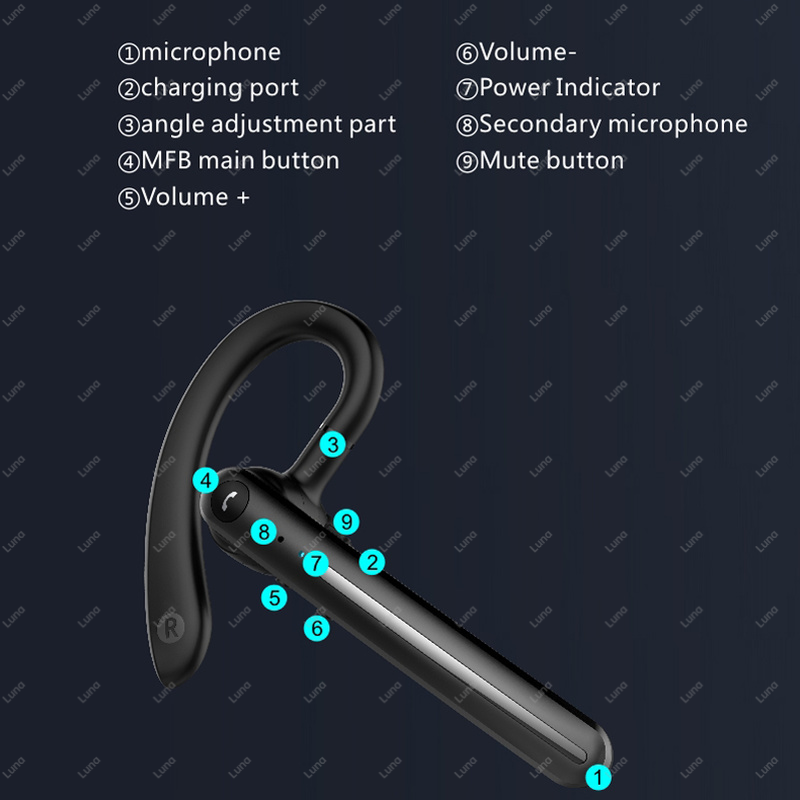 OhrbüGel-Headset Drahtlose Bluetooth-kompatibel Kopfhörer mit Zwei Micphone Lärm abbrechen Reduktion Ohr Handys Mic Volumen Kontrolle
