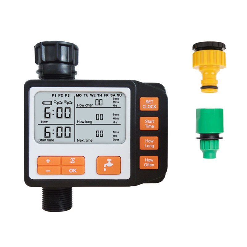 Timer Garden Watering Automatic Controller LCD Display Solar Powerd: Black