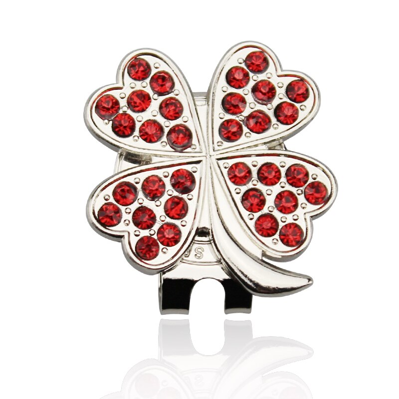 1Pc Mooie Crystal Klavertje Vier Golf Hoed Clip Golfbal Marker