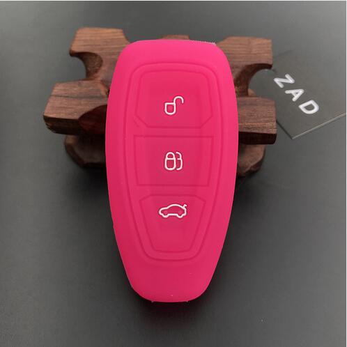 Silicone rubber car key case cover for Ford Focus 3 MK3 ST RS Ecosport Kuga fiesta Fiesta Focus Mondeo3 Buttons smart key: rose