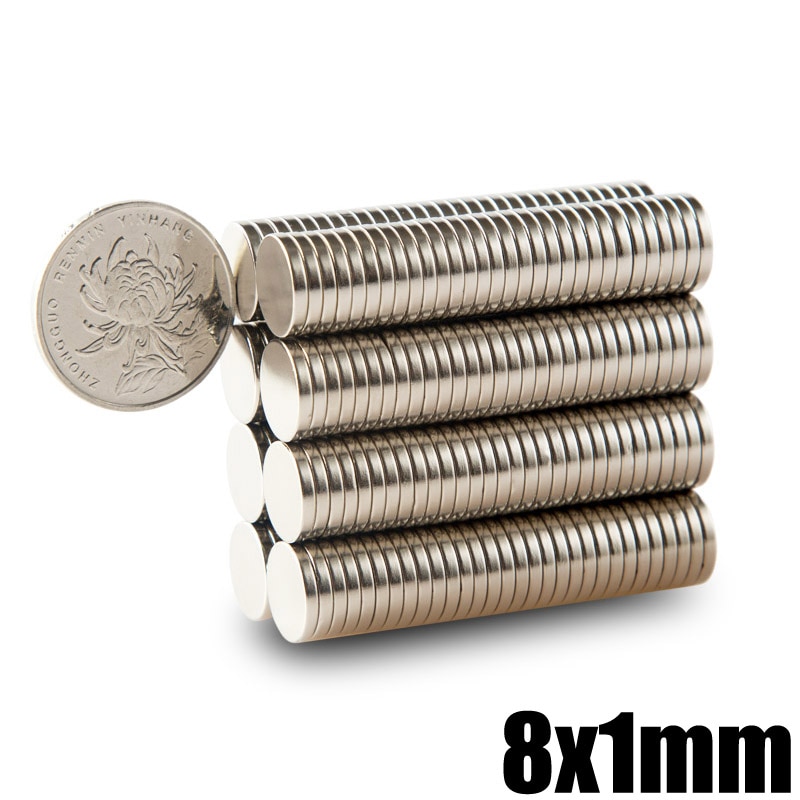 100 stks 8x1mm Neodymium Magneet Disc N35 Permanente Kleine Ronde Super Krachtige Sterke Magnetische Magneten Voor Craft 8mm x 1mm