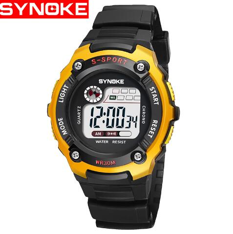 SYNOKE Digitale Kinderen Kijken Elektronische Kind Sport Polshorloge Digitale-horloge voor Meisje Jongen Kids Horloges Meisjes Jongens klok: yellow
