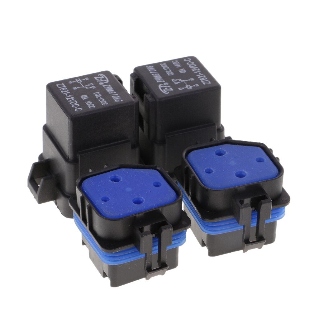 2 Set of Mounting Automotive Motorcycle Boat Relay Base Holder 5 Pin 40A 12V Waterproof Auto Replacement Part 40mm*40mm