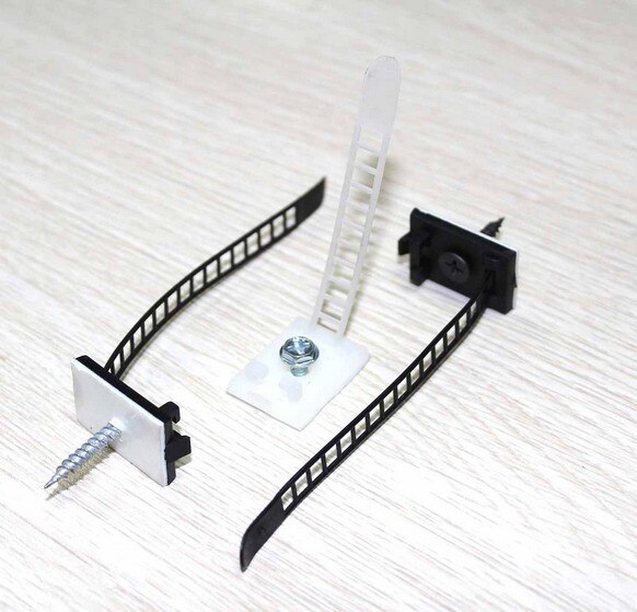 20Pcs Sticky Adjustable Wire Ties Cable Clips Clamp Plastic Self Adhesive Cable Organizer Fix Holder Cord Management