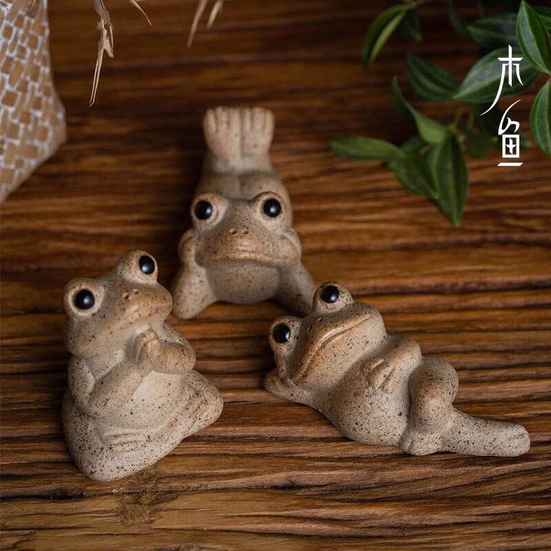 Porcelaine 3CM/5CM grenouille thé Animal de compagnie Zen service à thé poterie grossière à la main Animal chinois mignon Style moderne décor à la maison: D