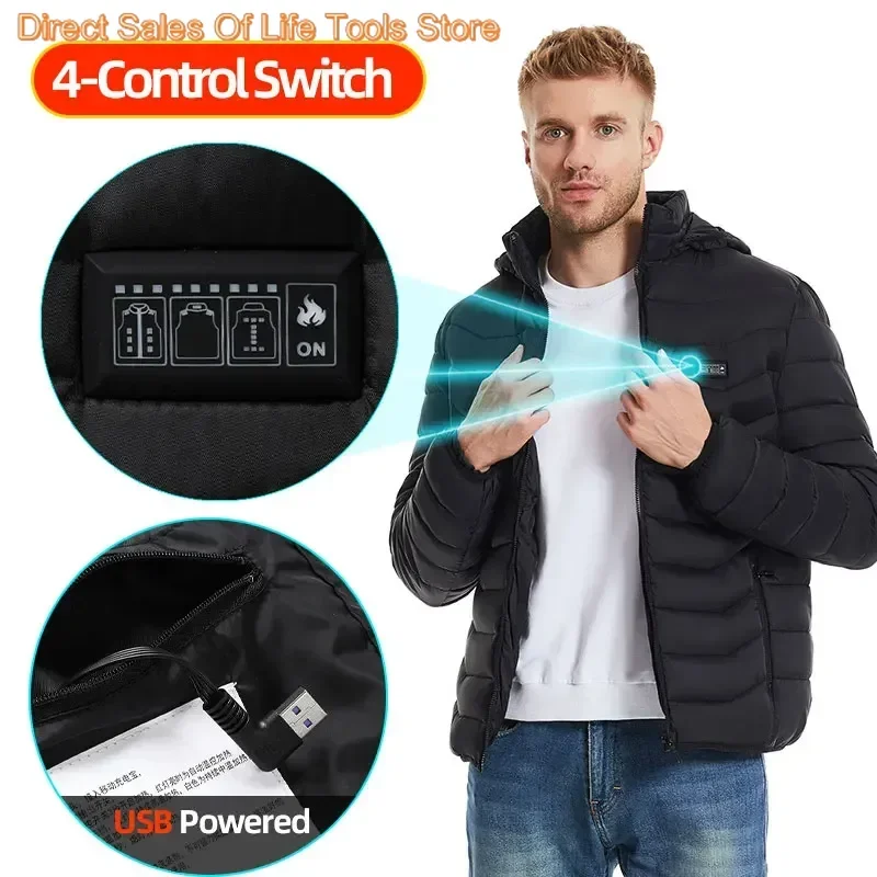 21 Areas Heated Jacket Men Women USB Electric Heated Clothes Camping Warming Self Heating Vest Hiking thermal hunting Coat