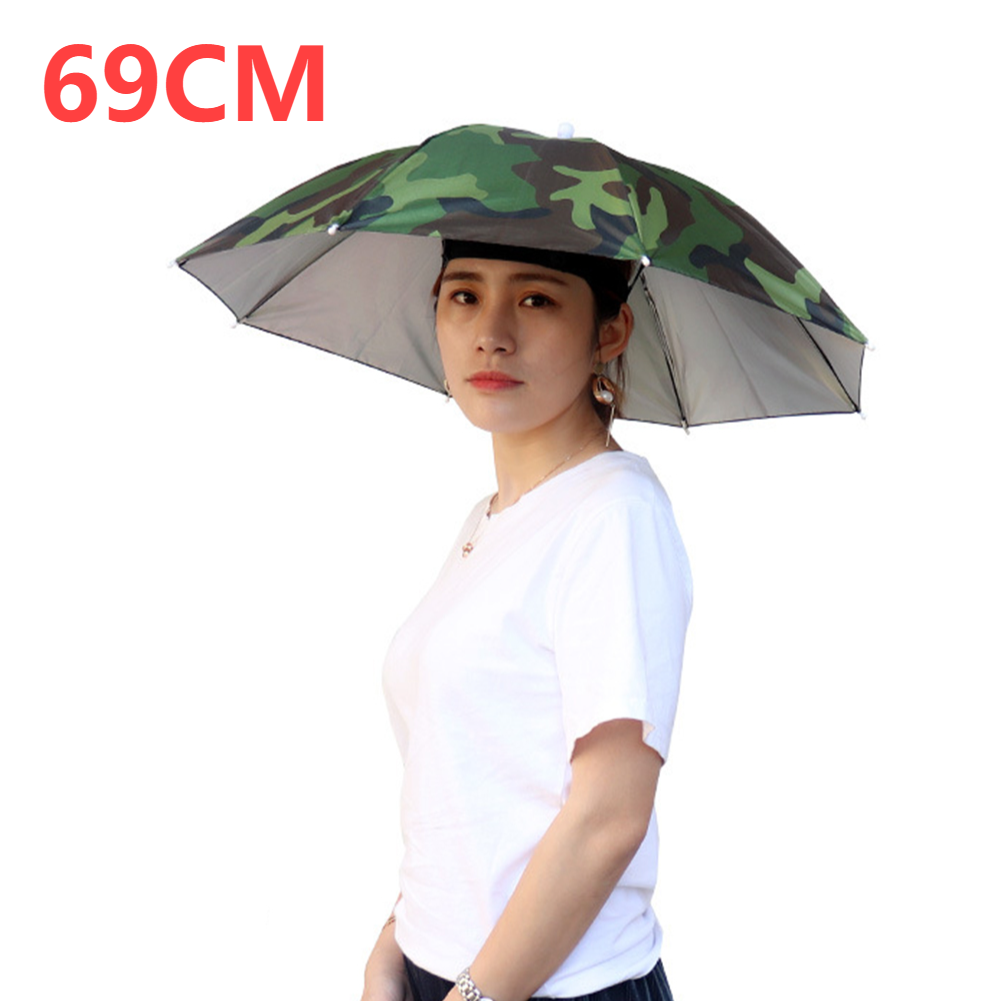 Parapluhoed Handsfree vismuts 27 inch diameter Opvouwbare hoofddeksels Paraplu voor zon, regen, strand, golf, vissen, wandelen: groen