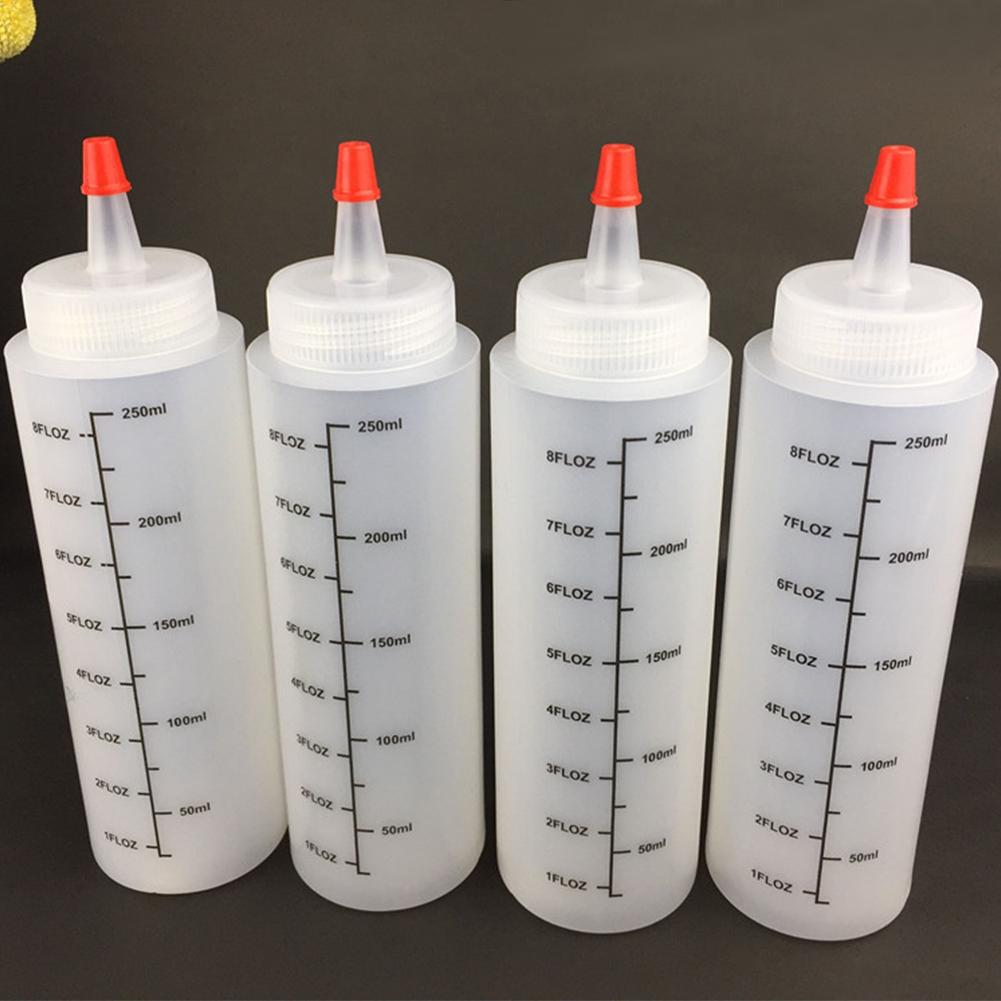 5Stck 250ML Kunststoff Nadel-nase Flasche Mit skala quetschen Flasche Mit Dicht Kappe Soße Flasche salat Flasche Squeezable Flasche
