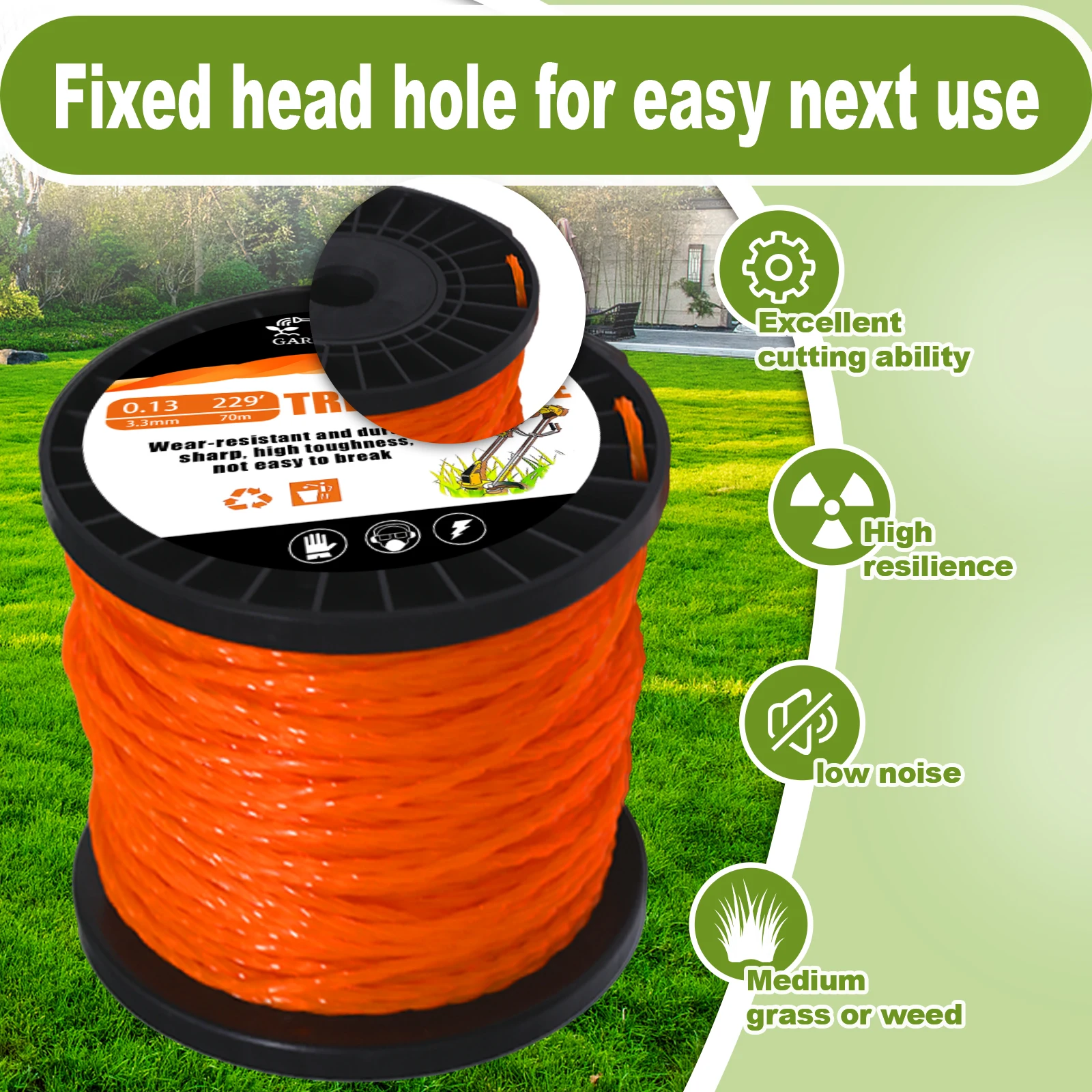 2.4/2.7/3.0/3.5/4.0mm * 100m carretel linha de corte de gramado náilon distorção quadrada espiral cortador de escova corda cortador de grama cabeça acessório