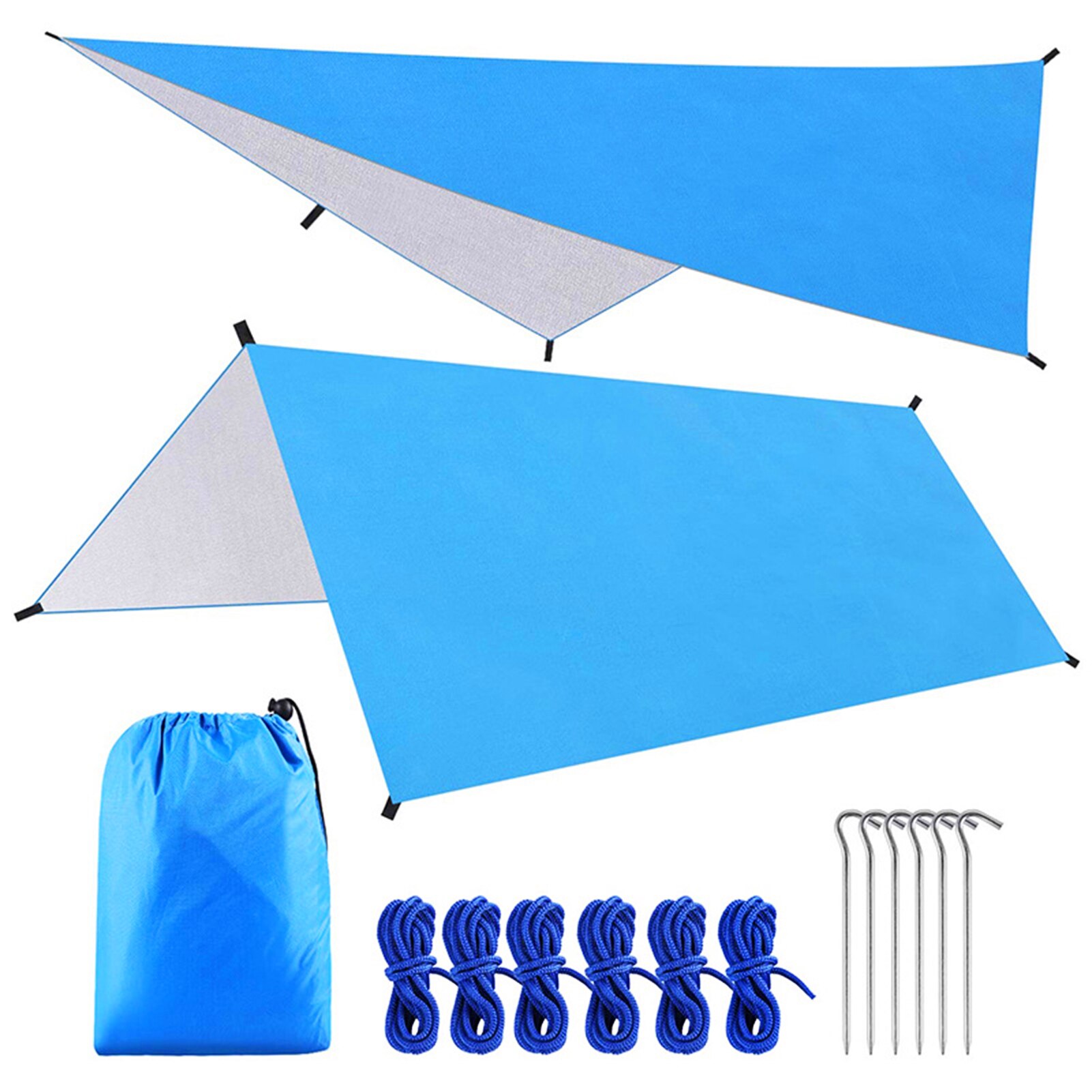 9.8 * 9.8ft à prova dwaterproof água acampamento ao ar livre toldo toldo toldo toldo do pára-sol rede tenda abrigo de chuva esteira de piquenique toldo dossel praia cobertor: Azul