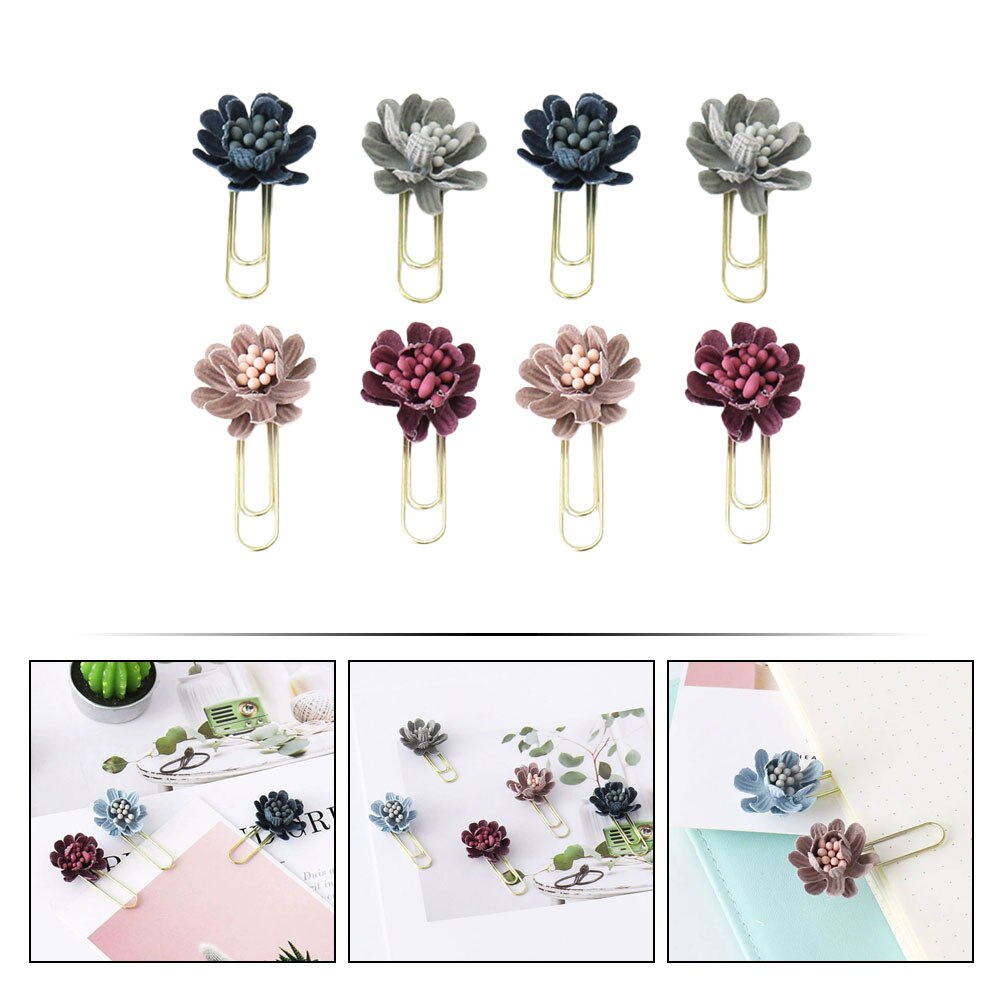 8 Stuks Bloem-Vorm Paperclip Creatieve Papier Klemmen Document Organiseren Clips