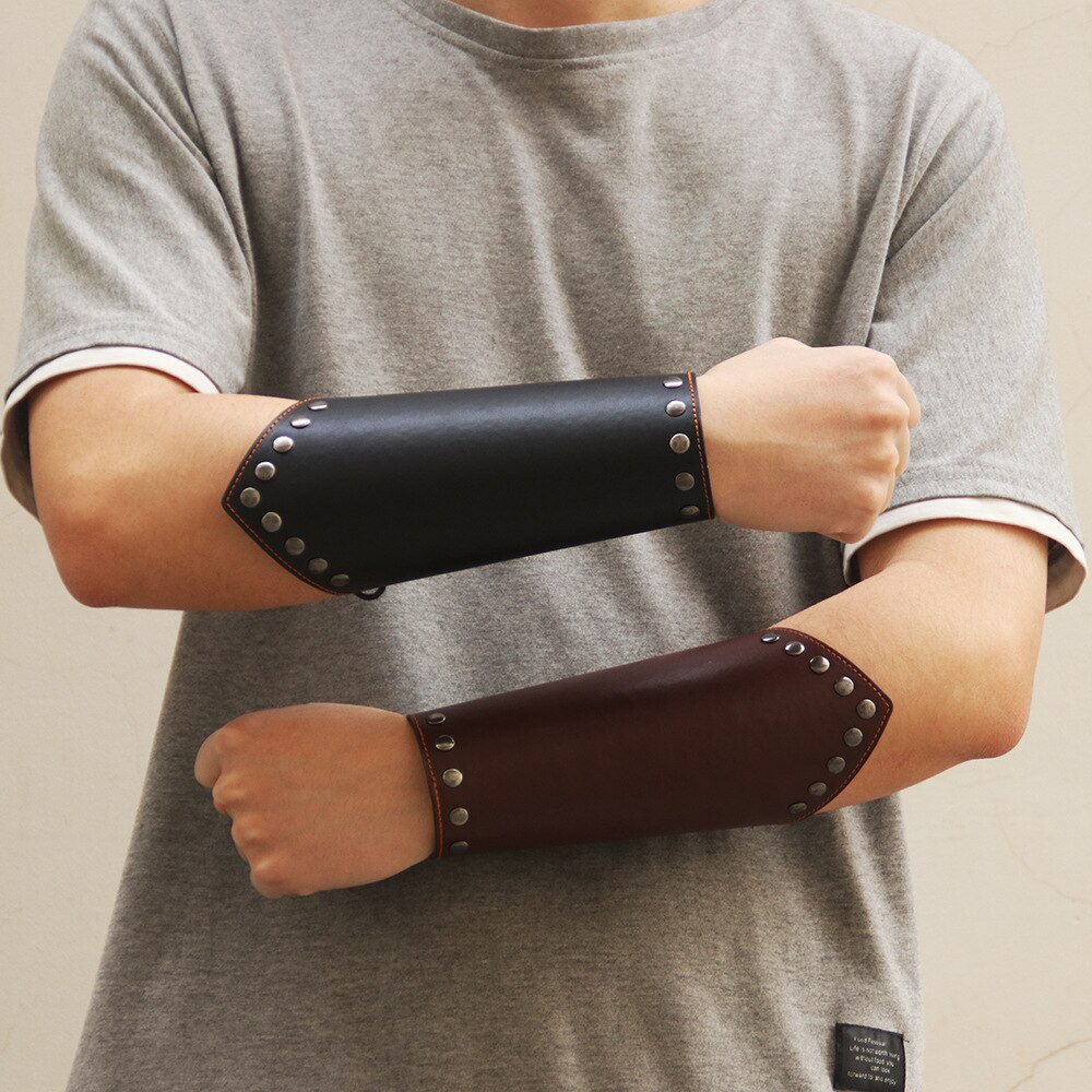 Brazalete de cuero vikingo nórdico Medieval con cordones y brazalete renacentista para caballero Guerrero Ranger Vambrace Larp Celtic Armour