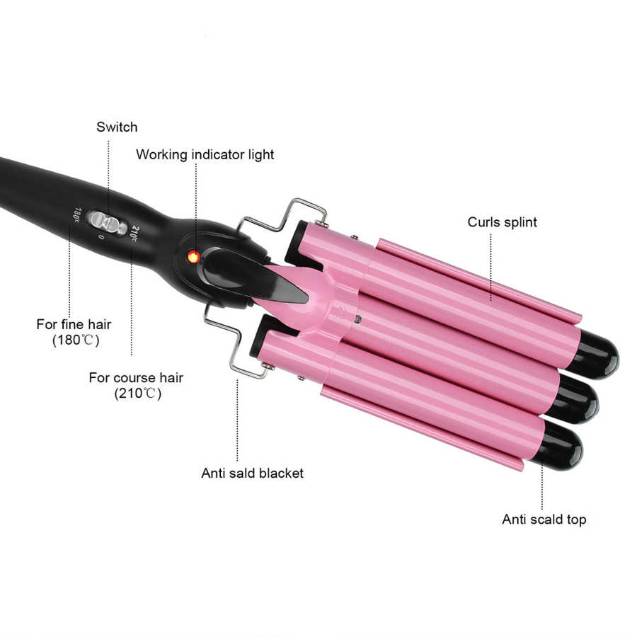 3 Barrel Curling Iron Wand Professiona Adjustable Hair Curler Irons Hair Waver Crimper Hair Styling Tool Hair Styler Wand