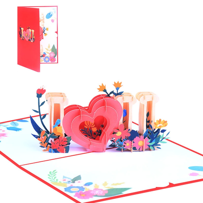 Heart Flower Pop Up Valentines Day Card 3D Popup Greeting Cards for Wedding Anniversary All Occasion Wife Husband