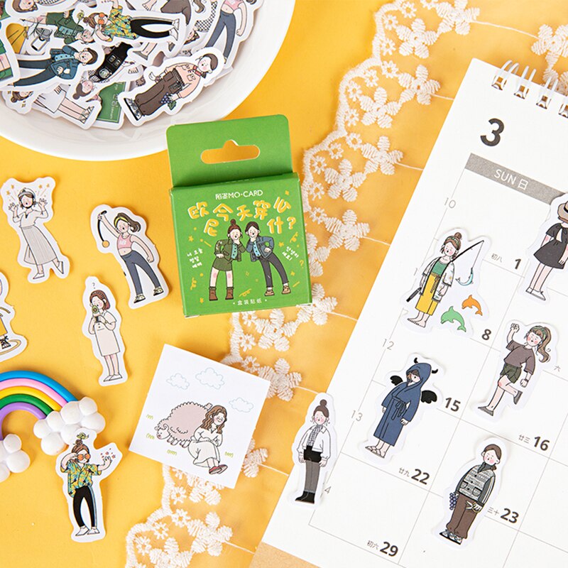 XINAHER 46 pcs/box Cartoon girl costume mini paper sticker package DIY diary decoration sticker album scrapbooking