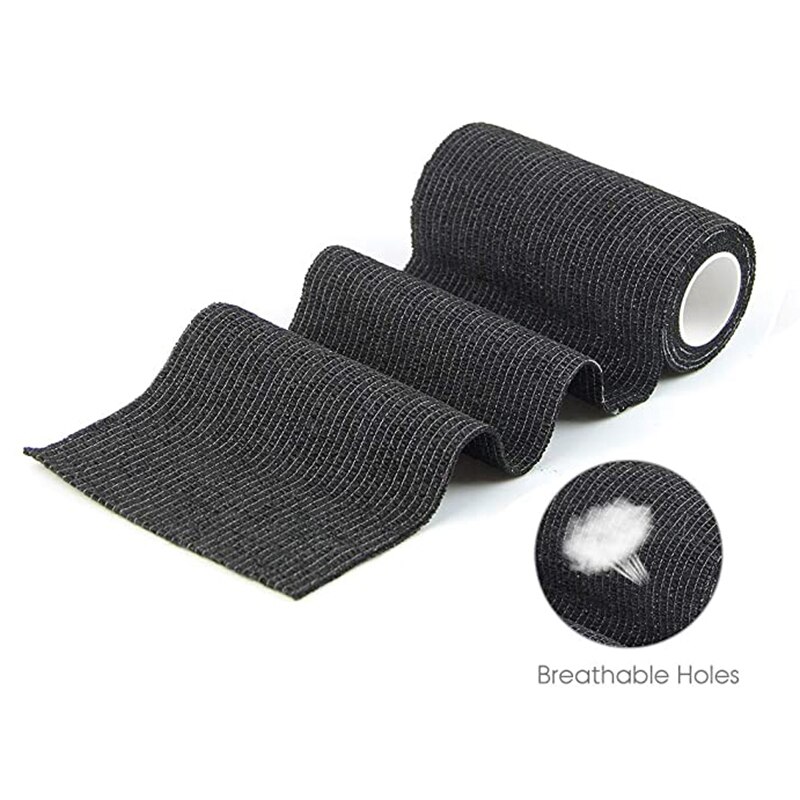 6x Self Adhesive Bandage Wrap, Cohesive Tape ( 7.5X450cm)-Black & 6x First Aid Self Adhesive Cohesive Bandage, 10X450cm