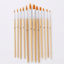 Juego de pinceles de nailon para pintura al óleo, 12 unidades por lote, con diferentes tamaños, color Log-color, para acuarela, dibujo Acrílico