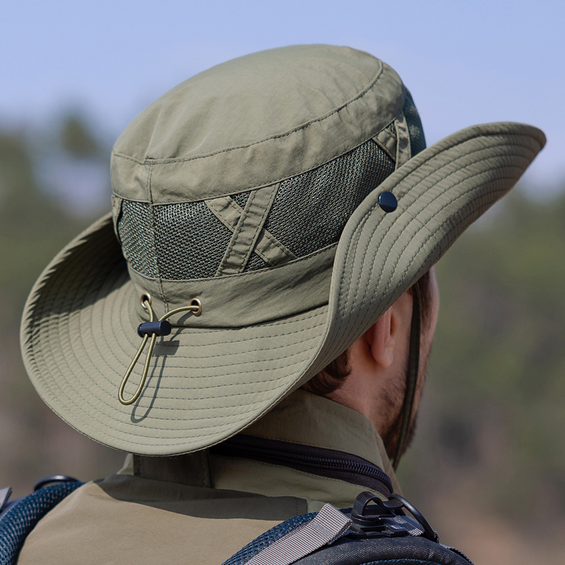 Xinbaoguan 100 % Nylon Frühling/Sommer groß Traufe Atmungsaktiver Sonnenschutz Fischerhut Herren Sonnenschutz Sonnenhut Angelhut